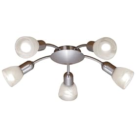 Eglo 27325A Dakar 5 Light Ceiling Light Fixture, Nickel Alabaster by Eglo