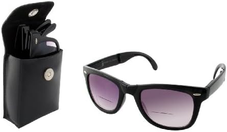 Folding Wayfarer Sunglasses Bi-Focal w/ Case in Black or Tortoise