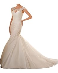 Sexy Open-Back Lace Organza Wedding Party Dress 