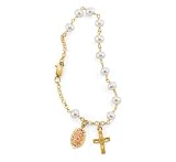 Freshwater Cultured Pearl Bracelet with Cross and Medal