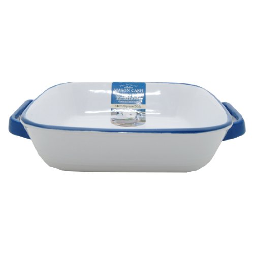 Mason Cash Enamour Square Dish, 11-Inch by 11-Inch, Blue/White