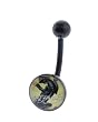 Genuine Ed Hardy Anodized Black Belly Ring - Panther Logo in 10mm - 14 Gauge - 5mm Ball - Sold Individually