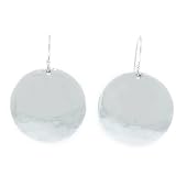 Sterling Silver Hammered Round Disc Drop Earrings
