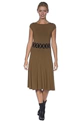 A-line Bateau Neck Cap Sleeves Knee Length  Dress