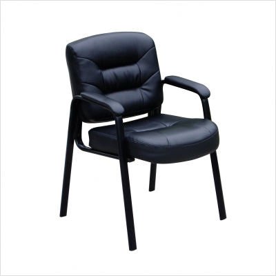 Boss Office Products Leather Guest Chair with Steel Frame