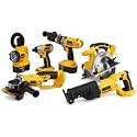 DEWALT DC6PAKIA Heavy Duty XRP 18 Volt Cordless 6-Tool Combo Kit, includes Hammer Drill, Circular Saw, Reciprocating Saw, Impact Driver, Cut-Off Tool, Flexible Floodlight, 2 Batteries, Charger, and Bag