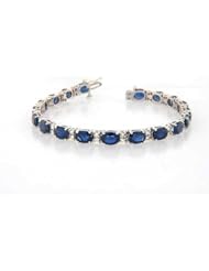 14k Gold 18.00ct tw Diamond & Oval Shape Sapphire Bracelet H-J SI-I Quality