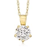 1.20 Carat CZ Solitaire Necklace In 14kt Yellow Gold