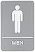 Headline Sign ADA Sign Men Restroom Symbol w/Tactile Graphic, Plastic, 6 x 9, Gray