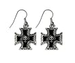 Black Cross with Skull Earrings - Pewter - 0.75'' Height