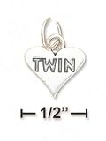 Sterling Silver Twin On Flat High Polish Heart Charm