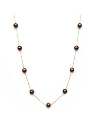 18" 10kt Yellow Gold and Chocolate Freshwater Pearl Tin-cup Necklace in Gift Box