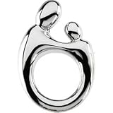 14K White Gold Mother & Child Large Pendant/Brooch