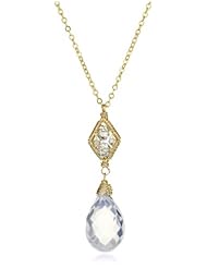 Dana Kellin Ice Quartz Tear Drop with Diamond Shape Top Pendant Necklace