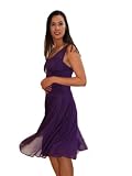 Purple Sweatheart Chiffon Jersey Dress with Brooch, Size Small