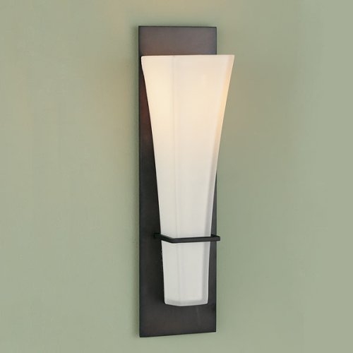Murray Feiss WB1220ORB One-Light Boulevard Collection Wall Bracket, Oil Rubbed Bronze with Opal Etched Glass Shade