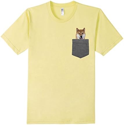 Men's Dog in Your Pocket Tshirt Shiba Inu Shirt Doge Tee Large Lemon