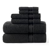 4 PC 100% Egyptian Cotton Bath Towel Set, BLACK