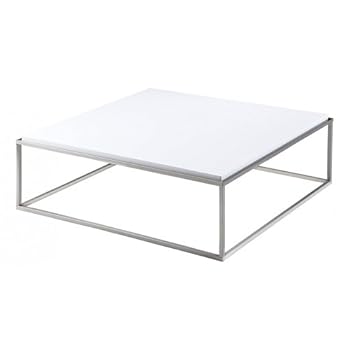 Table basse laqué blanc carrée 90 cm Kenza Id'Clik