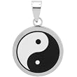Inox Jewelry Silver Tone Ying Yang Pendant Necklace