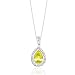 1.30 CT PEAR SHAPED LEMON QUARTZ & DIAMOND 14K PENDANT