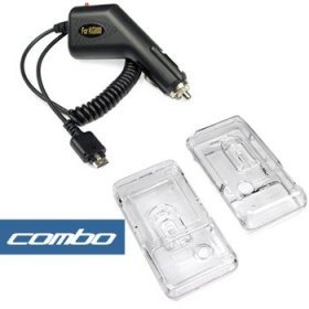 2 Pieces Value Combo Of LG Verizon Chocolate VX-8500 Vehicle Power Charger with IC Chip + Crystal Snap-On Hard Case With Belt Clip