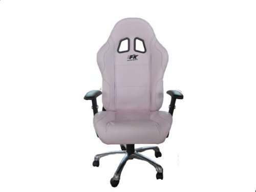 Bürostuhl Sportsitz mit Armlehne, Kunstleder weiß, Naht schwarz