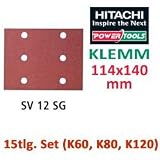 Hitachi 15tlg. SET für Klemm Schwingschleifer 114x140 Schleifpapier [SV 12 SG passend für Hitachi Schleifer]