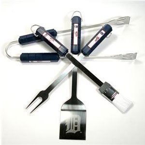 Motorhead Products MH5110 MLB 4-Piece BBQ Grilling Utensil Set, Tigers