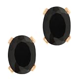 1.36 Ct Oval Shape Black Onyx Rose Gold Plated Brass Stud Earrings