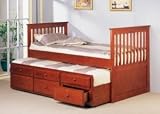 Casey Twin Captain Trundle Bed - Oak Finish