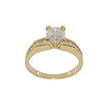Goldtone Classic Engagement Ring Style Solitaire Fashion Ring with Channel Set Sides in Clear Cubic Zirconia