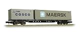 Graham Farish 373-457A 63ft Flat With 20ft/40ft Container Cosco & Maersk