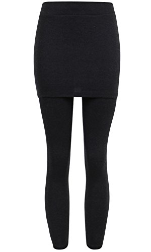 ililily Skirt with Full length Thick Leggings Stretch Winter Skinny Pants (leggings-348-1-L)