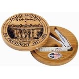 Case 09674 James Monroe Presidential Dollar Commemorative Set Natural Bone Trapper Knife
