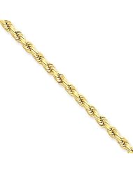 14K Yellow Gold Diamond Cut Rope Chain Bracelet