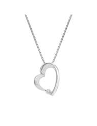 Sterling Silver Heart Diamond Pendant Necklace