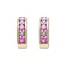 10K Yellow Gold Pink Sapphire J Hoop Earrings w/ Diamond Accent