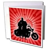 Doreen Erhardt Love and Romance - Motorcycle Love with the Silhouette of a Couple and a Heart Background - Greeting Cards-6 Greeting Cards with envelopes