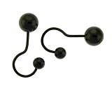 Stainless Steel Dangling Hook with Ball - Black - 18G - Body Piercing / Earrings / Eyebrows- Sold as a Pair