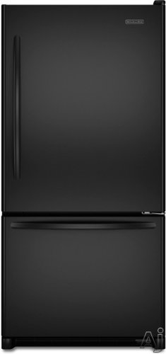 KitchenAid Architect Series II: KBRS22EVBL 21.9 cu. ft. Bottom-Freezer Refrigerator with 4 Adjustable SpillClean Glass Shelves, FreshChill Temp. System, Humidity-Controlled Crispers, Internal Water Dispenser, Ice Maker and Electronic Controls: Black
