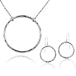 Sterling Silver Hammered Circle Necklace & Earrings Set