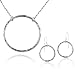 Sterling Silver Hammered Circle Necklace & Earrings Set