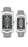Armani Pairs Collection Stainless Steel Gunmetal Dial Couples Watches #AR9025