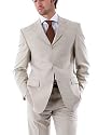Herrenanzug von Milano. Schurwolle Super 140. Beige mit Streifen