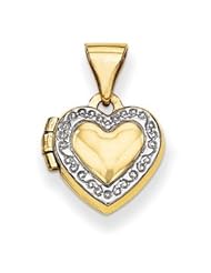 Genuine IceCarats Designer Jewelry Gift 14K With Rhodium Accent Heart Locket