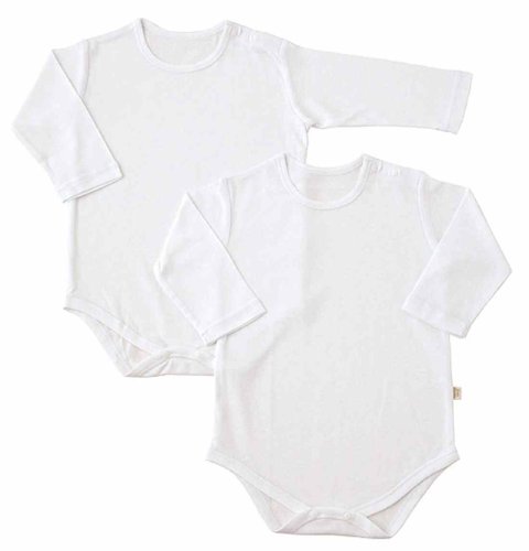 BABY GUNZE 長袖ロンパス肌着2枚組 80CM ホワイト 速乾フライス B82305