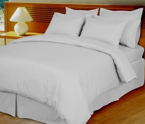 White Damask Stripe Down Alternative 4-pc Comforter 