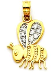 14K Two Tone Bee Charm with .08ct Diamonds