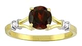 1.05 Carat (ct, cttw, ctw) Round Genuine Garnet & Diamond 14k Gold Engagement Ring